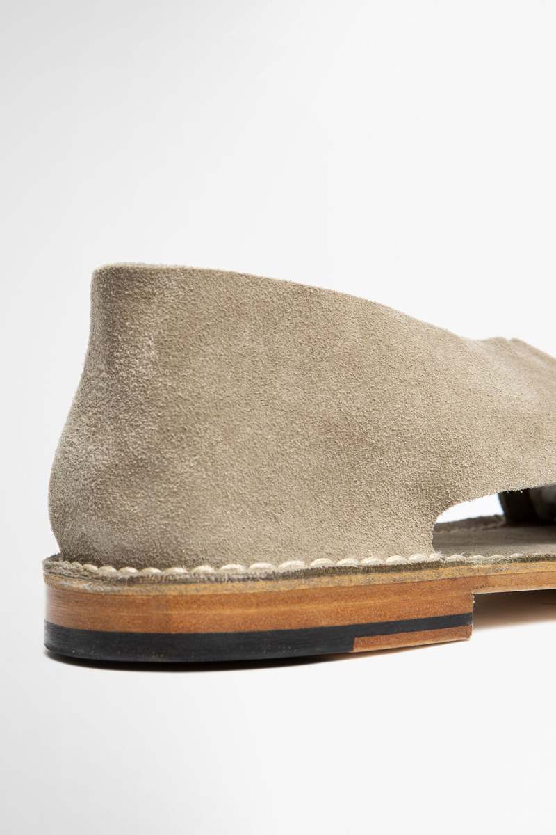 Jacques Soloviere Stitch Biarritz Suede Calf Sandals  - Taupe