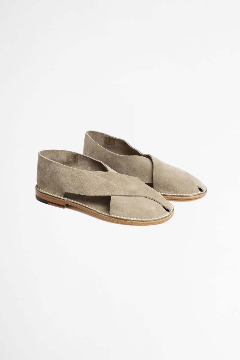 Jacques Soloviere Stitch Biarritz Suede Calf Sandals  - Taupe