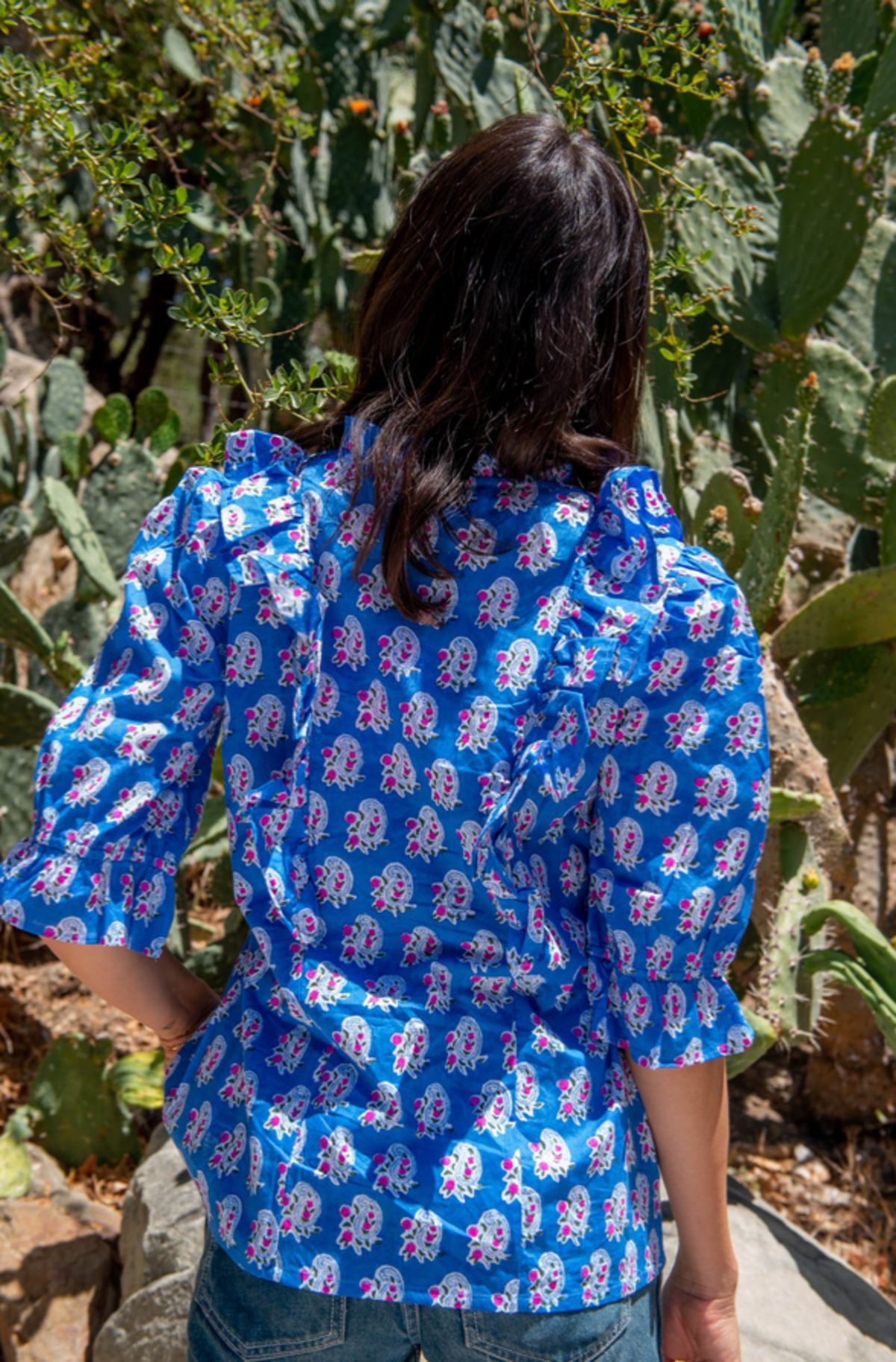 SZ Blockprints Hartley Top - London Blue Small Paisley | Garmentory