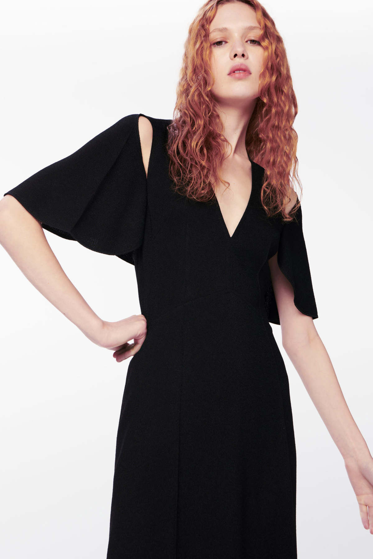 Victoria Beckham Keyhole Detail V Neck Midi Dress - Black