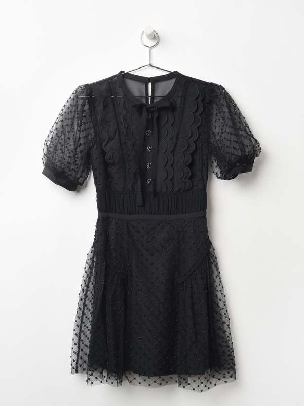 self portrait BEADED MESH MINI DRESS - Black | Garmentory self portrait BEADED MESH MINI DRESS - Black | Garmentory