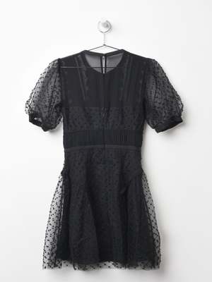 self portrait BEADED MESH MINI DRESS - Black | Garmentory
