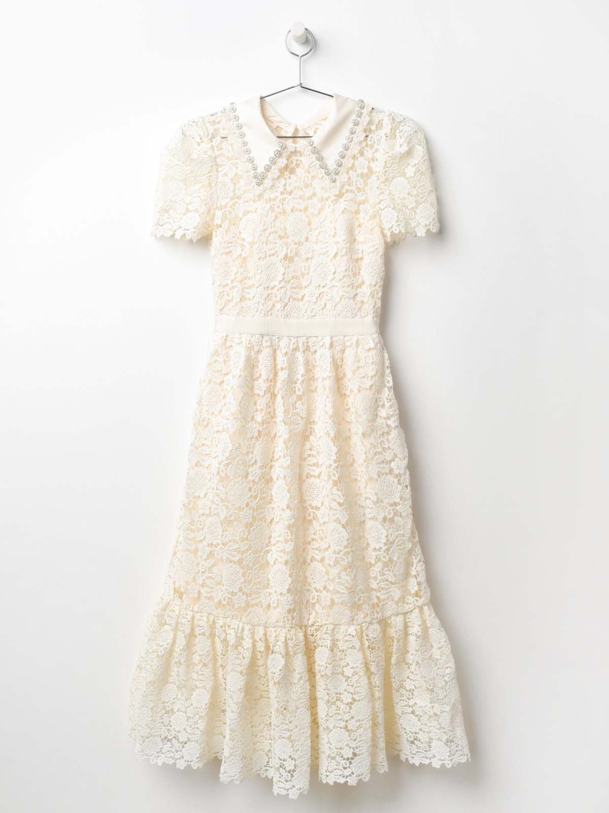 Self Portrait Guipure Midi Dress - Ivory | Garmentory