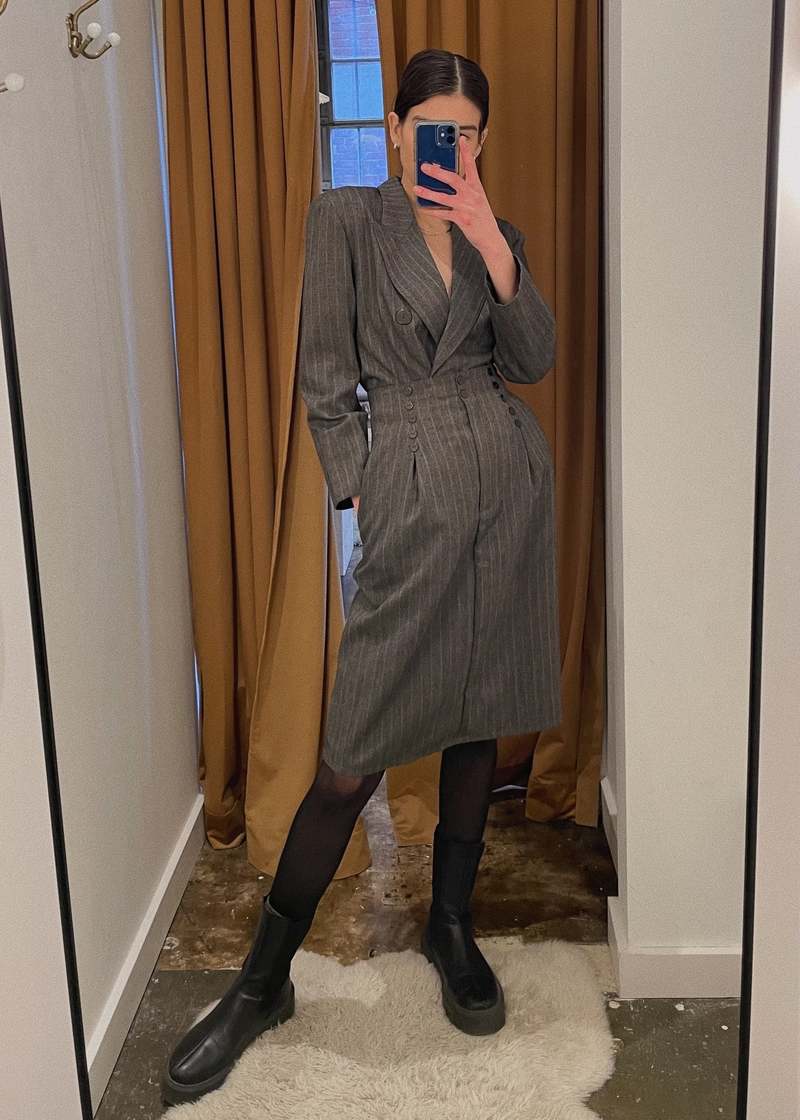 Vintage Suit - Grey Pinstripe