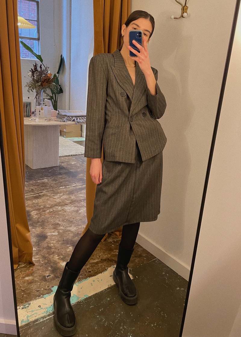Vintage Suit - Grey Pinstripe
