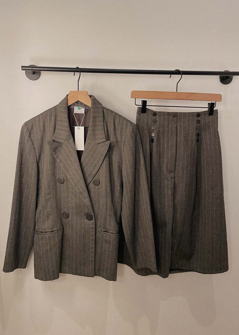 Vintage Suit - Grey Pinstripe