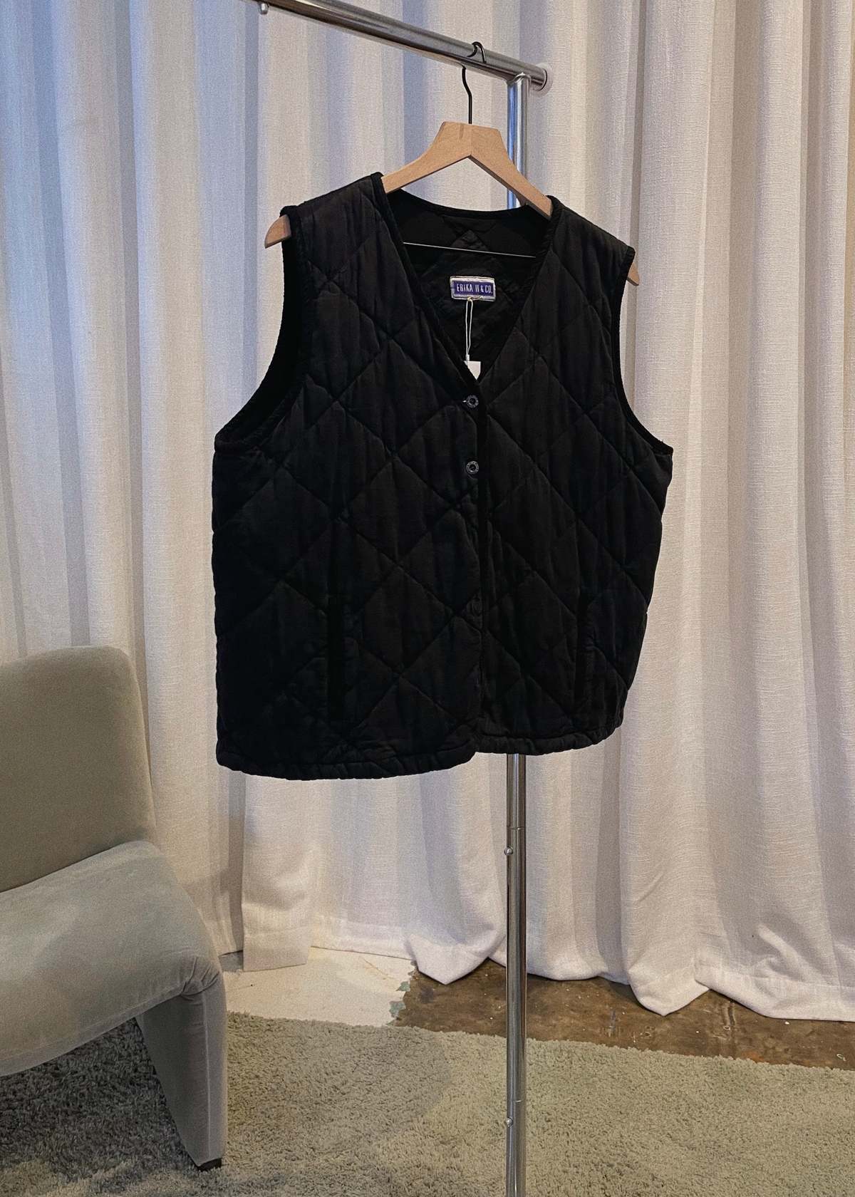 Vintage Quilted Vest Black Garmentory