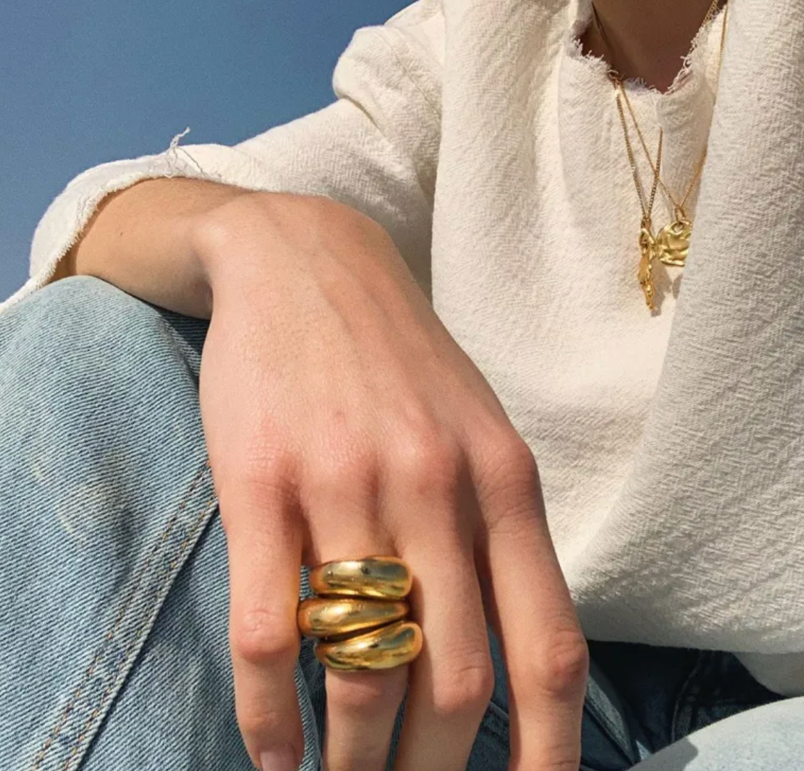 Simuero Gota, 18K Gold Plated Silver Ring | Garmentory