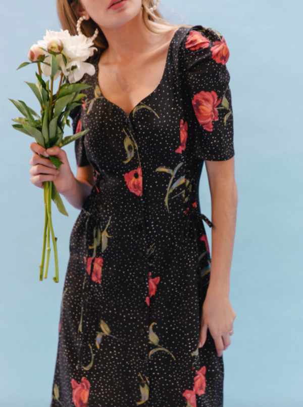 ivory dress with black lace overlay Jasmine Ivory Lace Gown– Teuta Matoshi main image 0