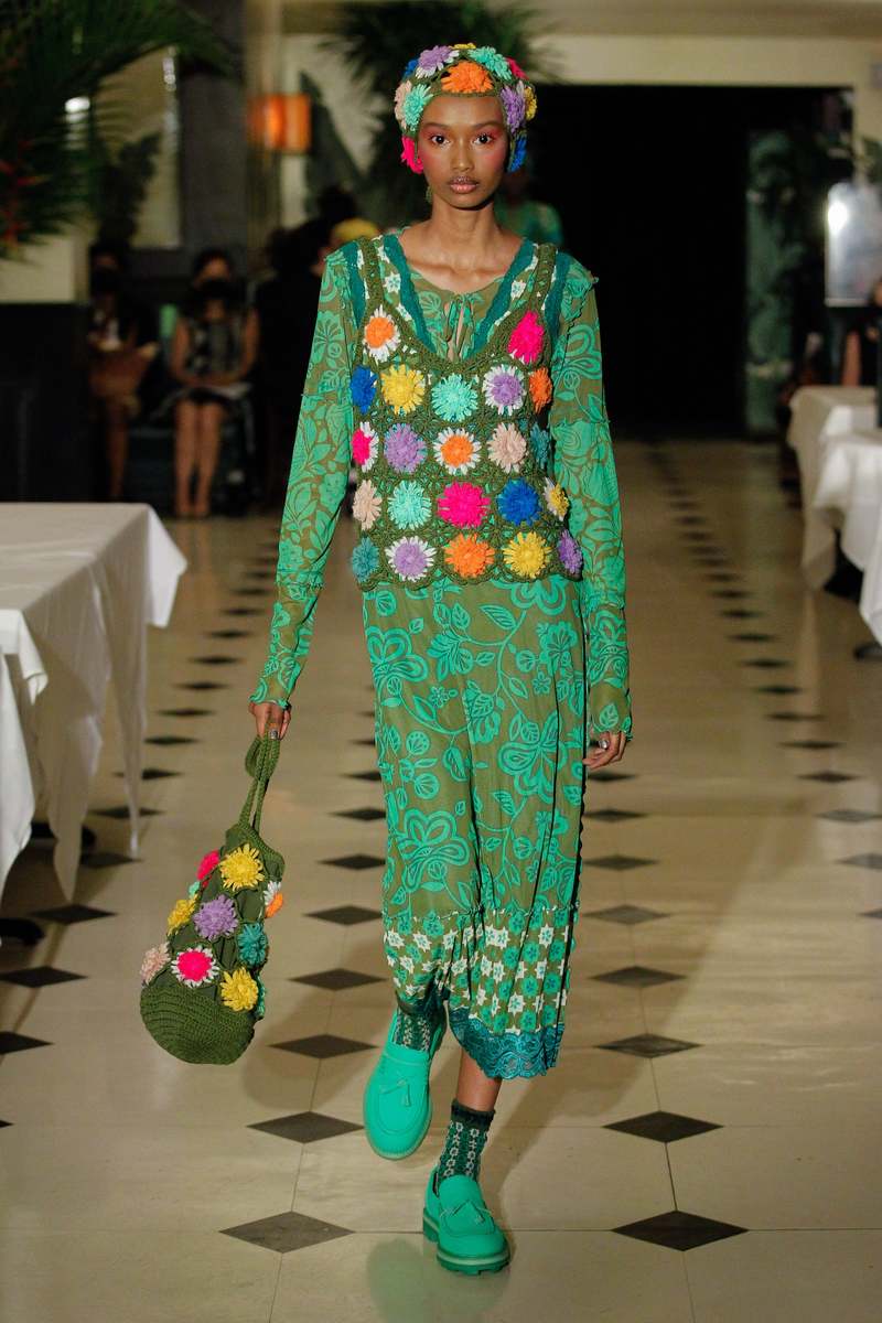 Anna Sui Paradisiac Combo Mesh Dress - Glo Green | Garmentory