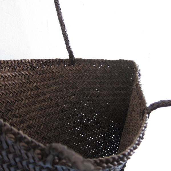 Dragon Diffusion Woven Leather Sophie Tote Bag Dark brown