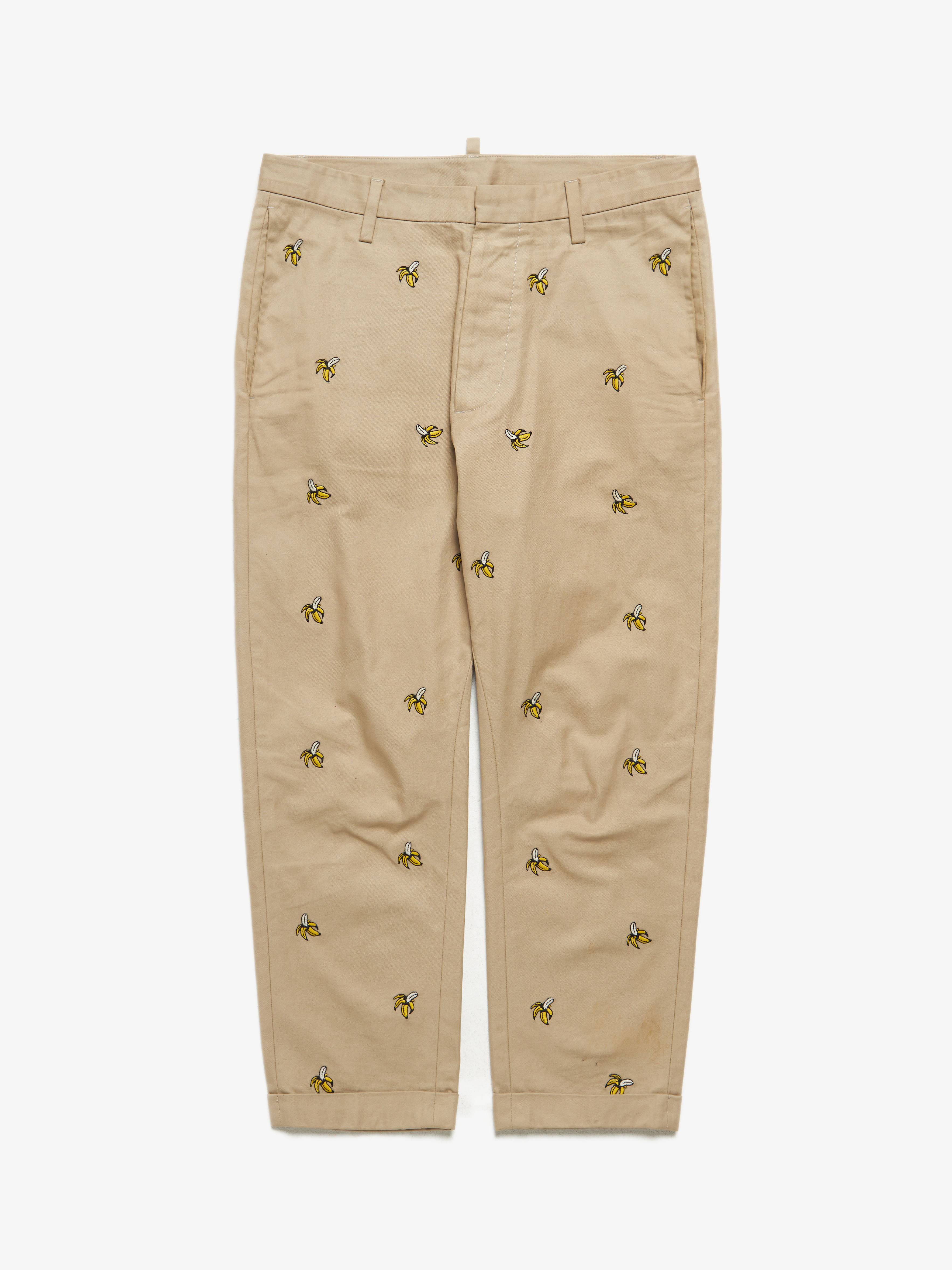Banana Print Pants - BEIGE | Garmentory