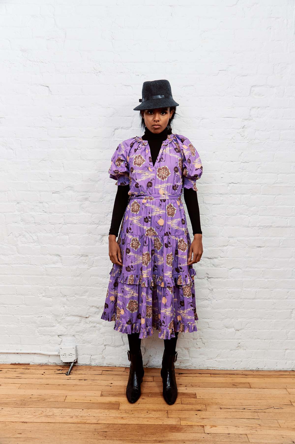 open lace back dress Ulla Johnson // Purple & White Floral Ruffled Dress  VSP Consignment