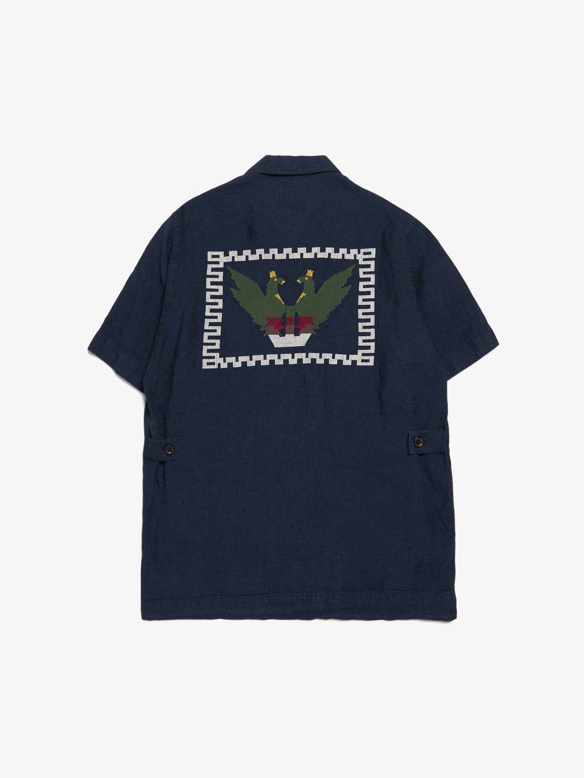 Wtaps M Navy Embroidered Short Sleeve Shirt | Garmentory