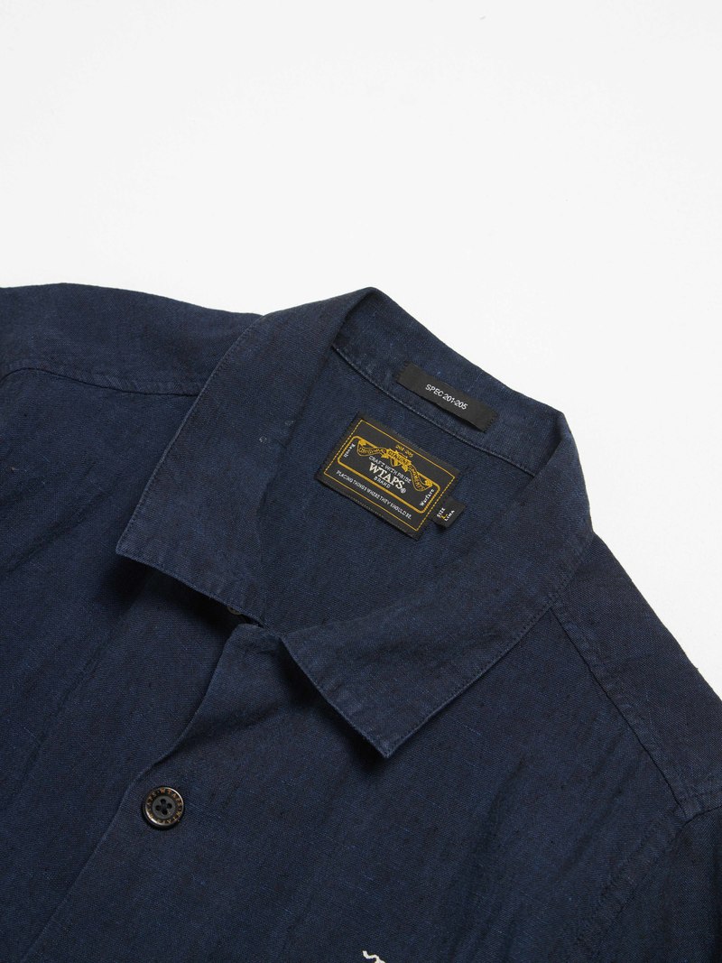 Wtaps M Navy Embroidered Short Sleeve Shirt | Garmentory