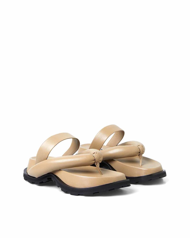 Jil Sander Leather Plateau Sandals - Beige | Garmentory