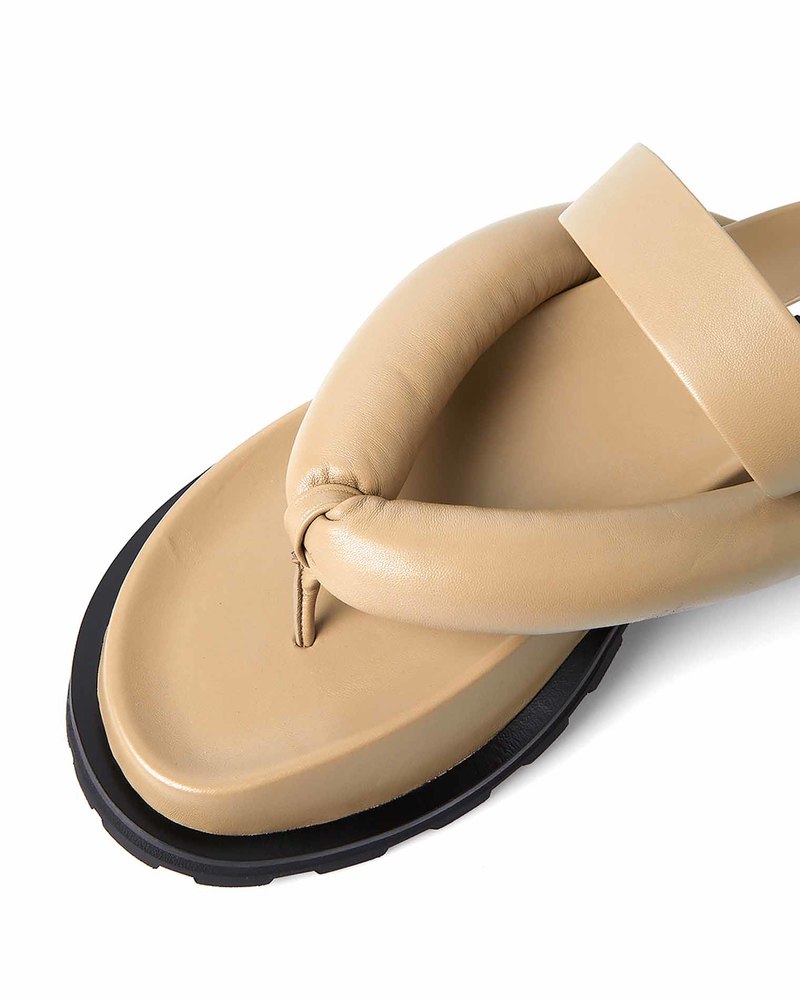 Jil Sander Leather Plateau Sandals - Beige | Garmentory