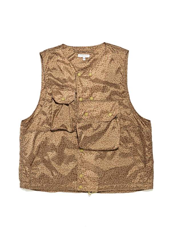 Engineered Garments Poly Ripstop Cover Vest - Brown/Leopard Print