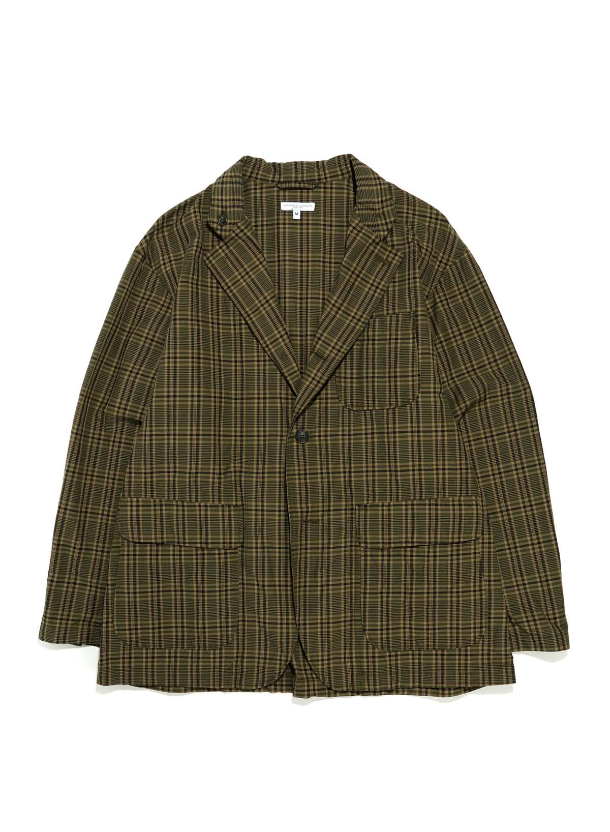Engineered Garments Cotton Madras Check Loiter Jacket - Olive