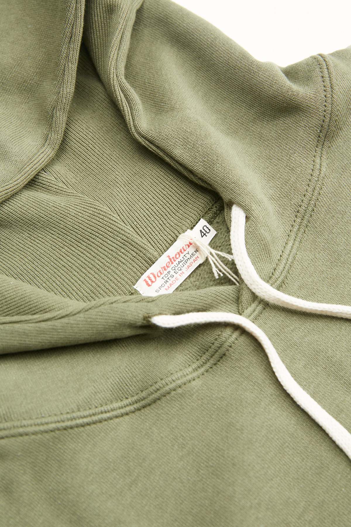 WAREHOUSE & CO. Lot 450 Two-Needle Loopwheel Hoodie - OD Green - Image 5 of 7