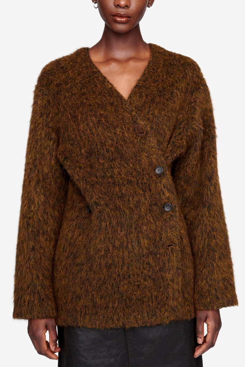 トップス OUR LEGACY CARDIGAN OLIVE MOHAIR Our Legacy - Cardigan Olive Melange Mohair