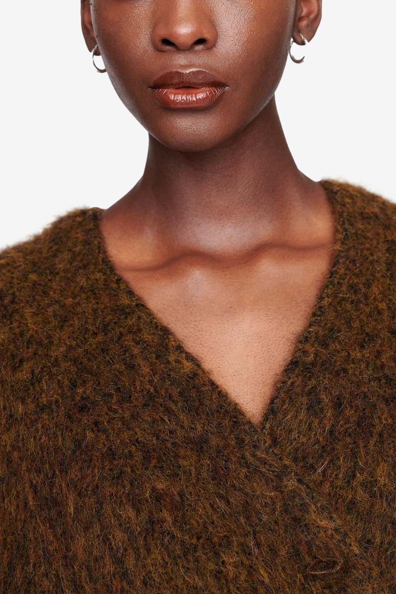 トップス our legacy olive melange mohair cardigan Our Legacy Cardigan - Olive Melange (Mohair) - M4213CRM