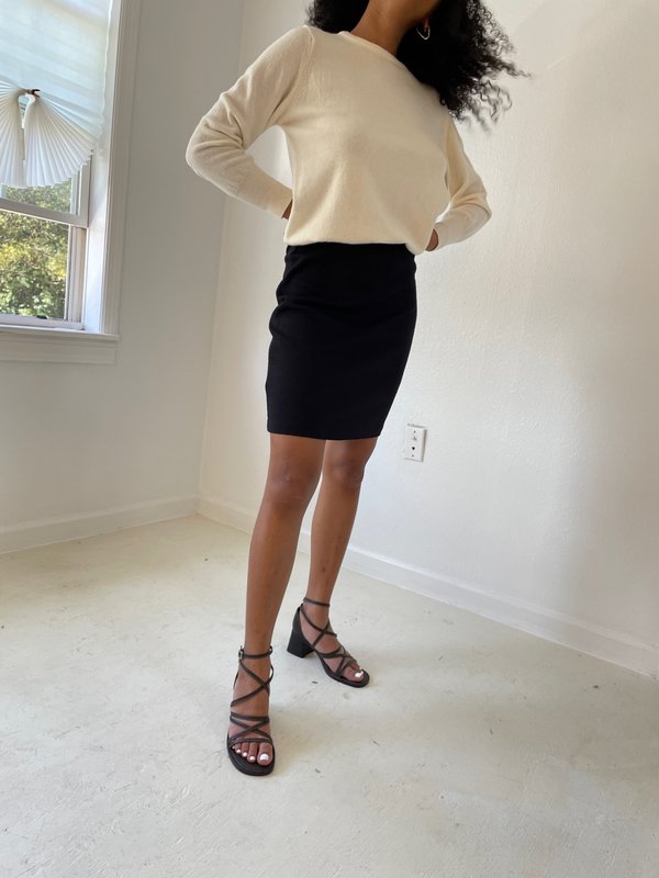 Black pencil skirt outfit cheap 80's