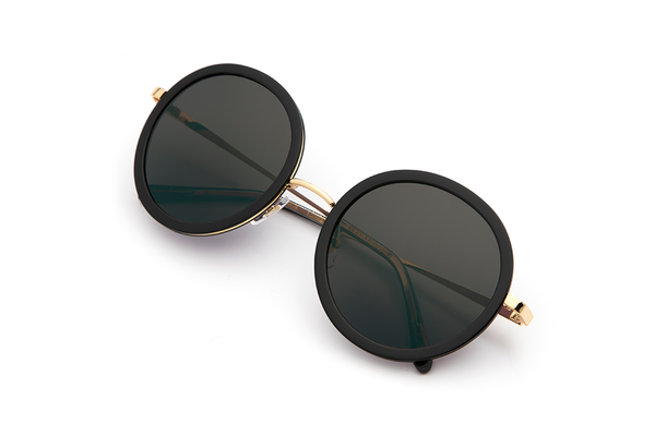 KREWE Black and Gold Oversized Sunglasses Krewe x Billy Reid Avalon 24K/ Matte Black/ Oak Polarized  main image 4