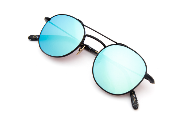 KREWE Marble Blue Sunglasses Krewe Breton Sunglasses in Black + Marble main image 2
