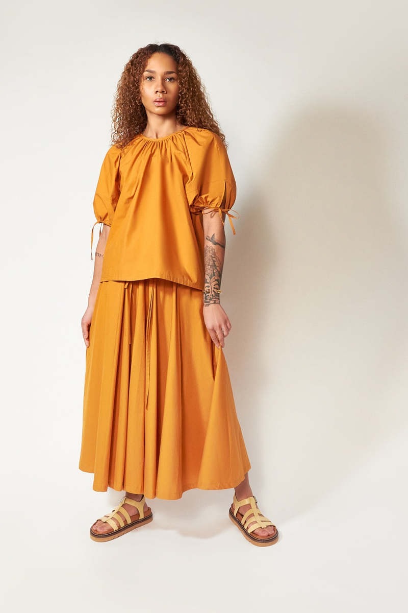 Missing you already Back Pointed Shirring Blouse - Orange | Garmentory
