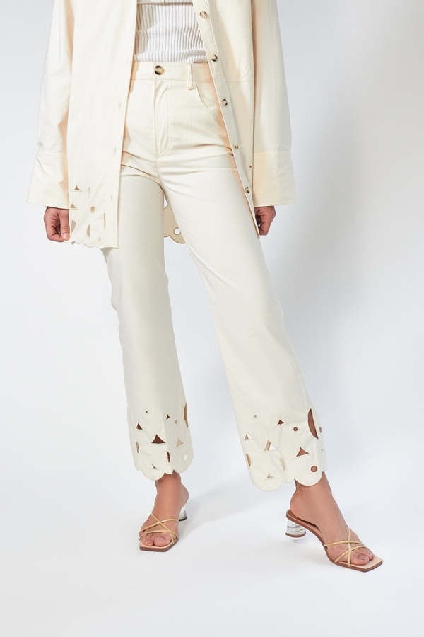 Nanushka Zoey Cotton Pants - Creme