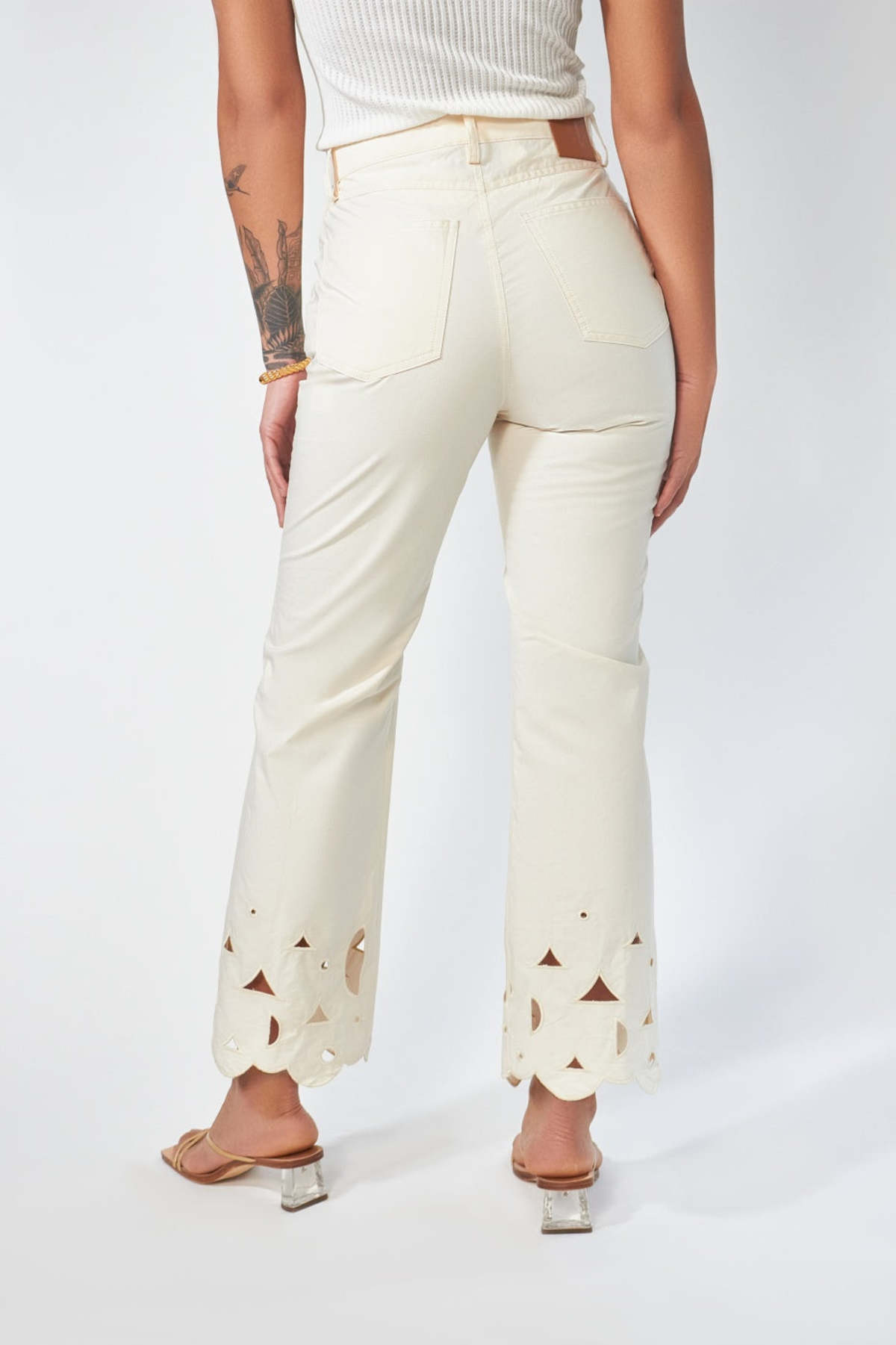 Nanushka Zoey Cotton Pants - Creme - Image 5 of 7