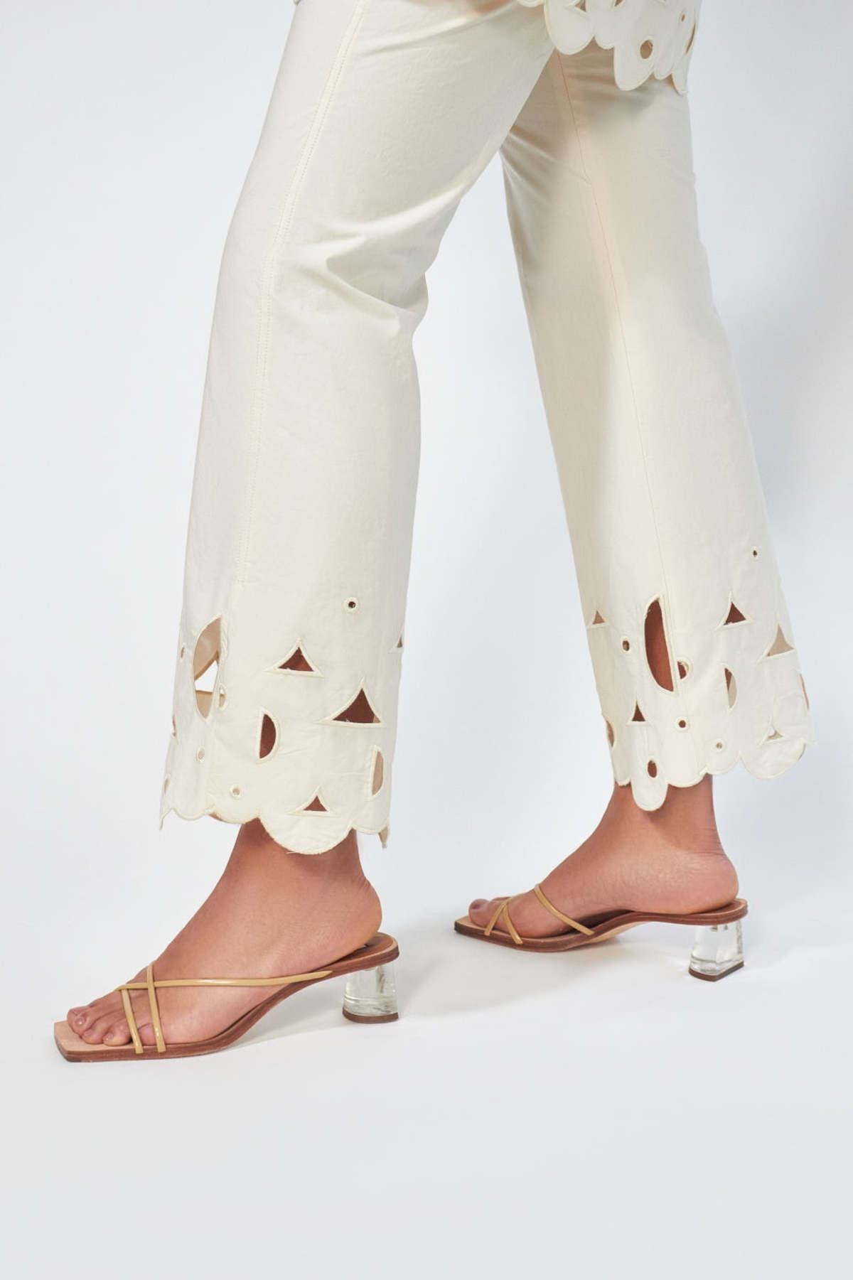 Nanushka Zoey Cotton Pants - Creme - Image 6 of 7