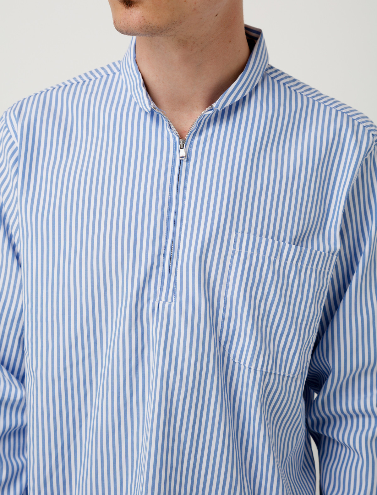 OUR LEGACY ストライプ ジップアップ 46 Our Legacy Shawl Zip Shirt Blue Stripe | Garmentory