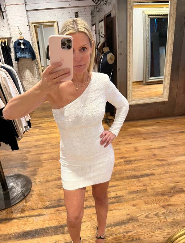 open lace back dress Sloane Sequin Dress  Dress the Population