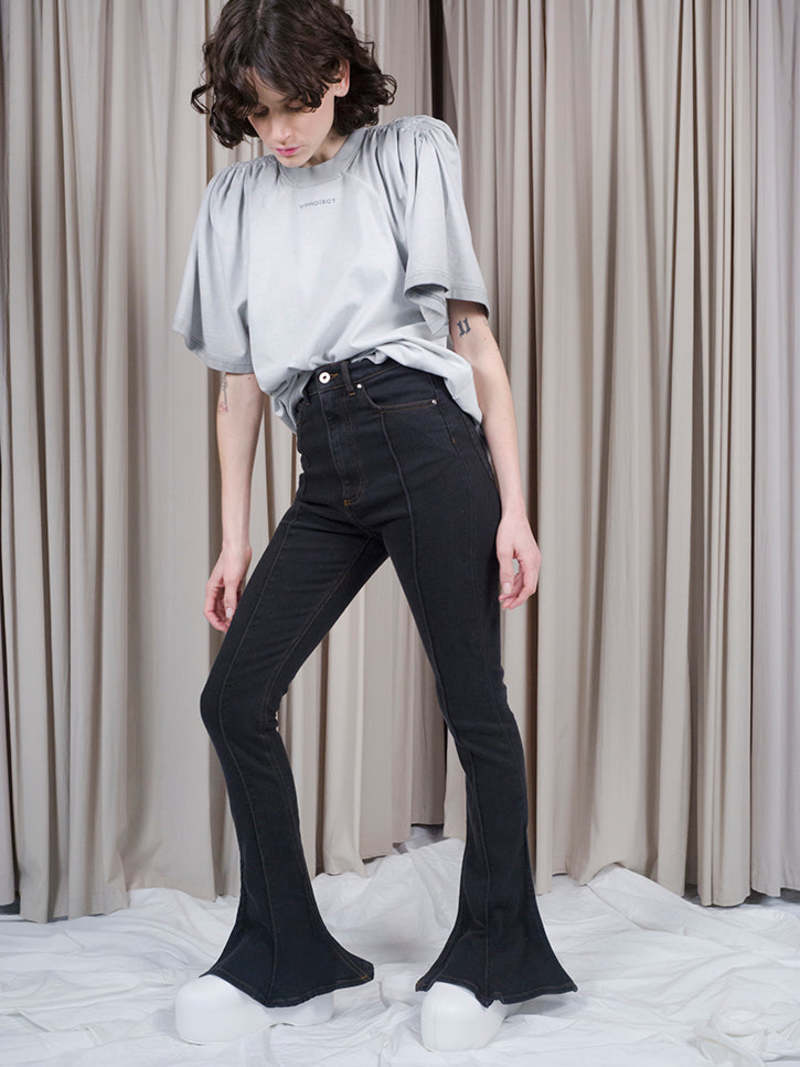 Y/Project Ruched Shoulder T-Shirt - Light Gray | Garmentory