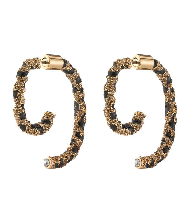 Demarson Leopard Pave Luna Earrings