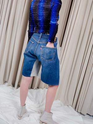 Bless Over Jogging Shorts - Grey/Blue | Garmentory