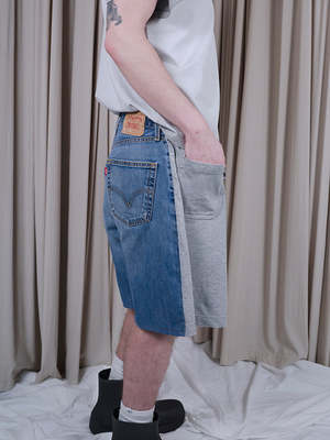 Bless Over Jogging Shorts - Grey/Blue | Garmentory