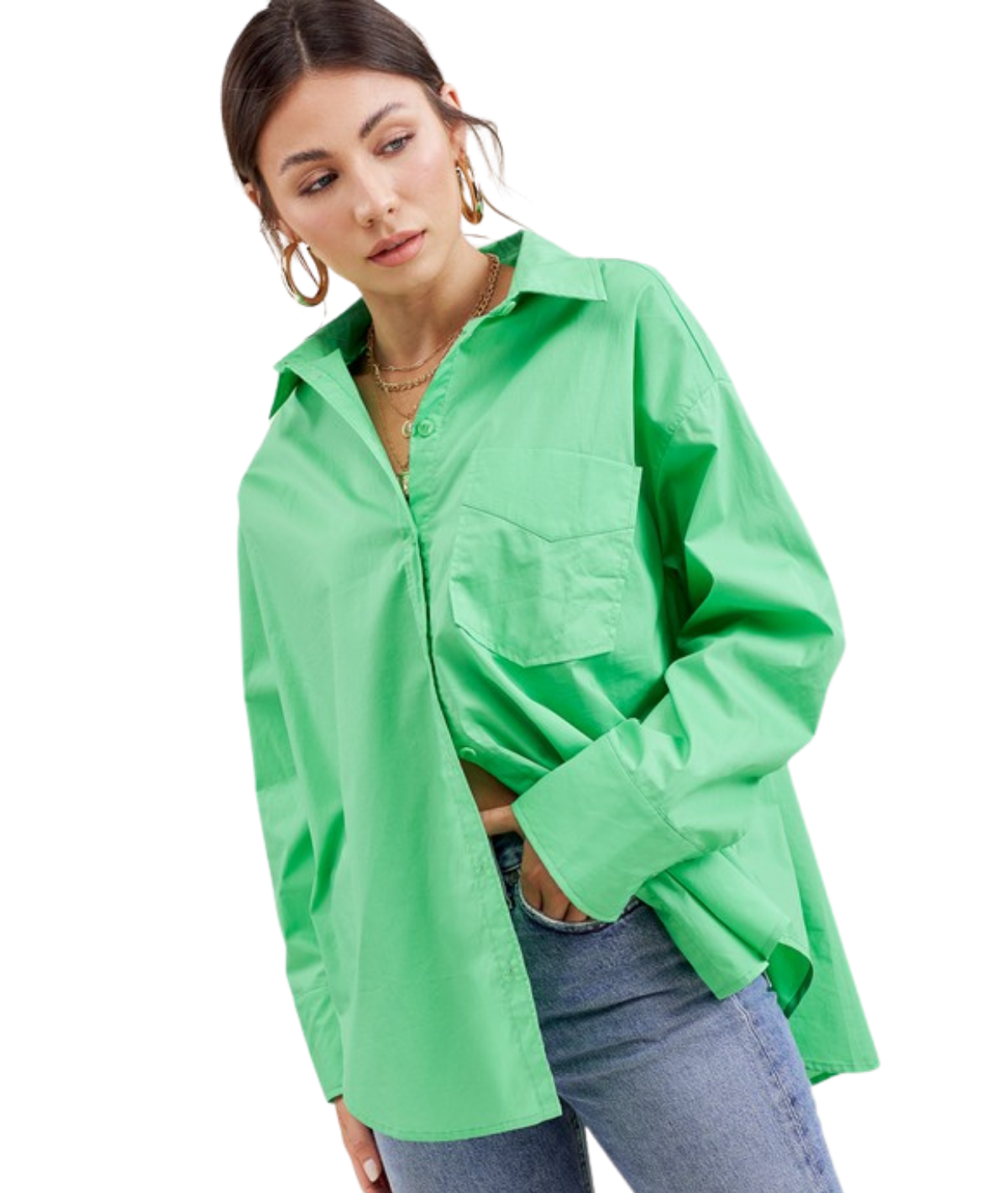 Lola Elena Button Down - Green - Image 1 of 2