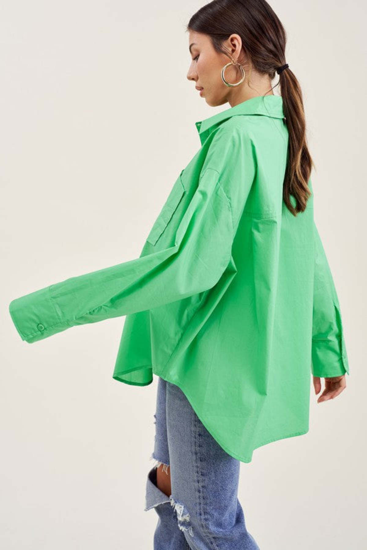 Lola Elena Button Down - Green - Image 2 of 2