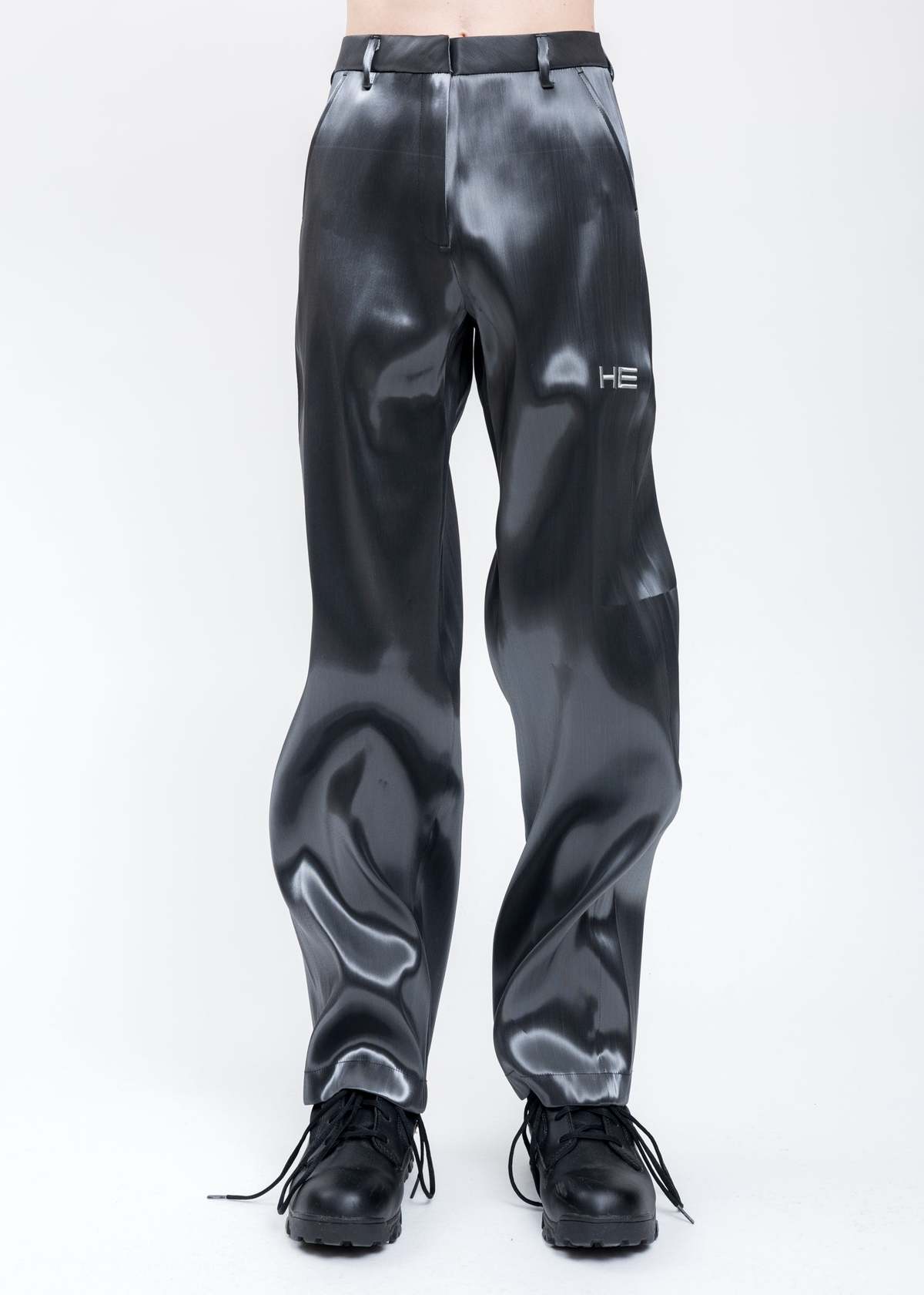 Heliot Emil LIQUID METAL Trousers - White HE Logo | Garmentory