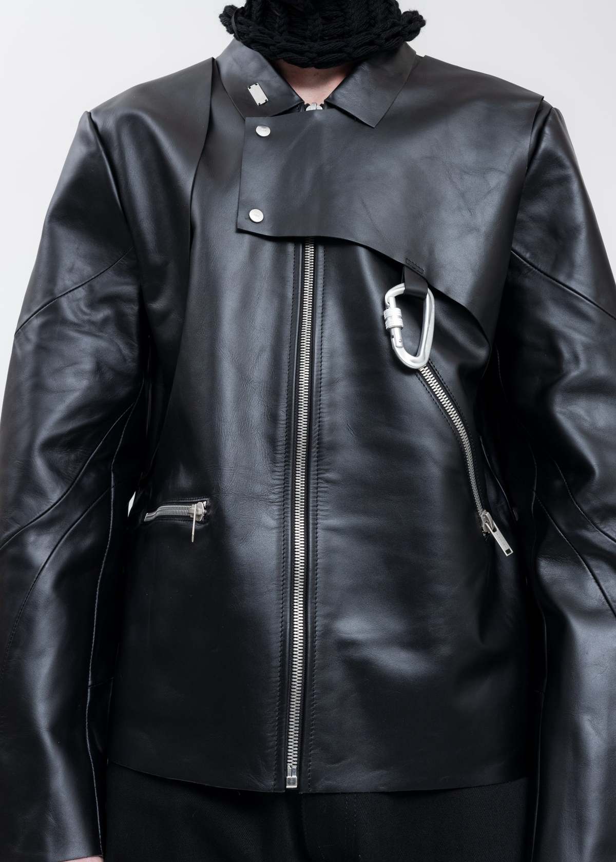 Heliot Emil Leather W. CARABINER jacket - Black | Garmentory