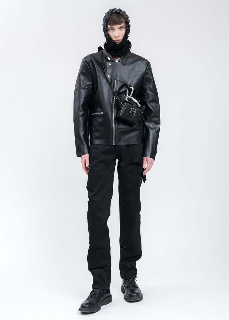 Heliot Emil Leather W. CARABINER jacket - Black | Garmentory