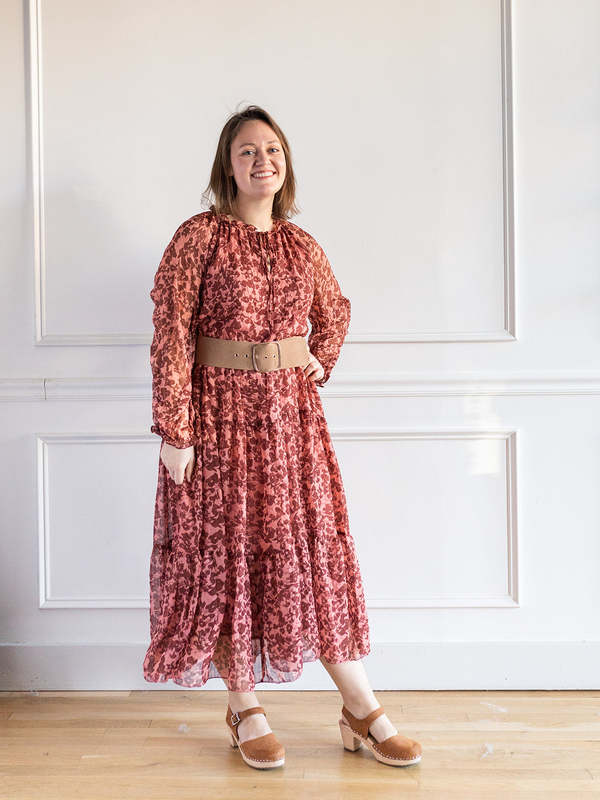 green emerald velvet dress Women's Rust Printed Maxi Dress
