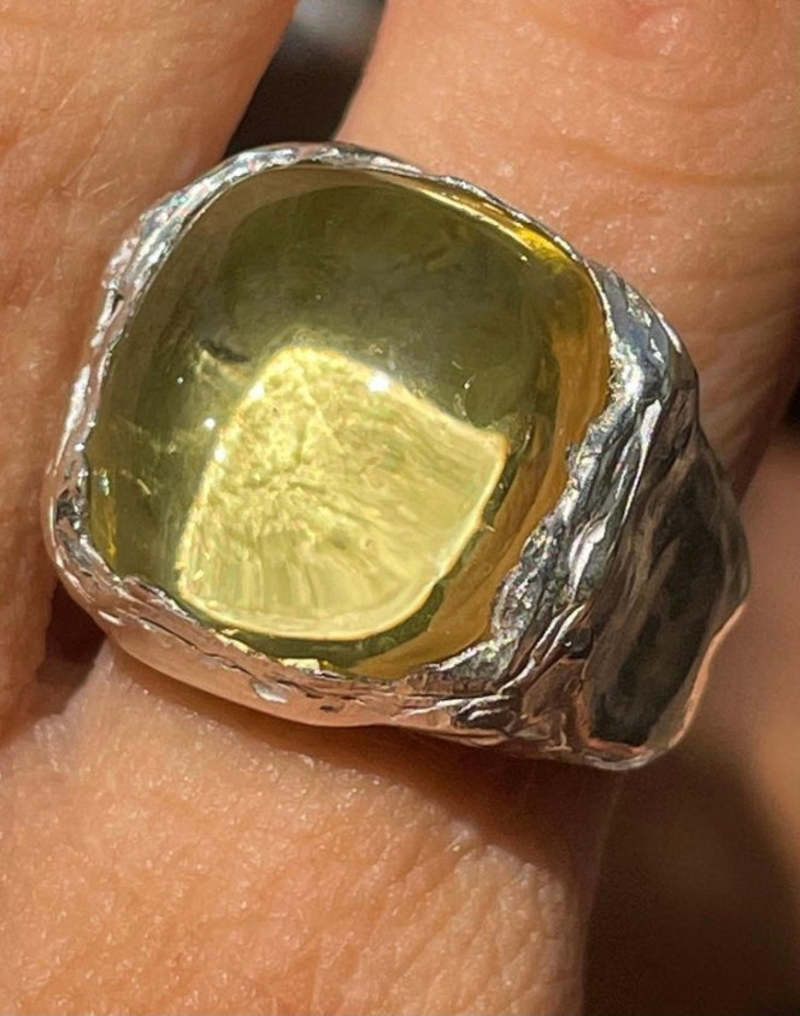 simuero ring boyabrown 18号 BOYA GREEN - Handmade silver ring