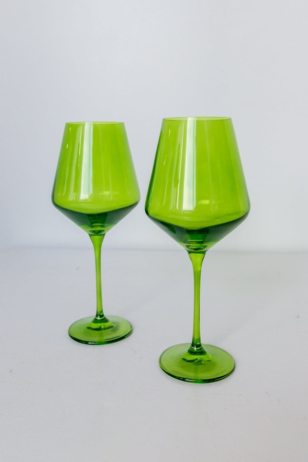 Estelle Colored Glass Wine Stemware Forest Green Garmentory