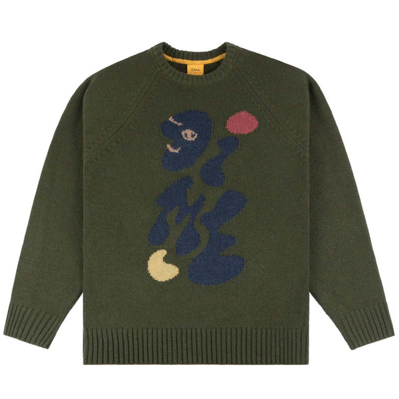 Dime Letterman Knit Sweater - Olive | Garmentory