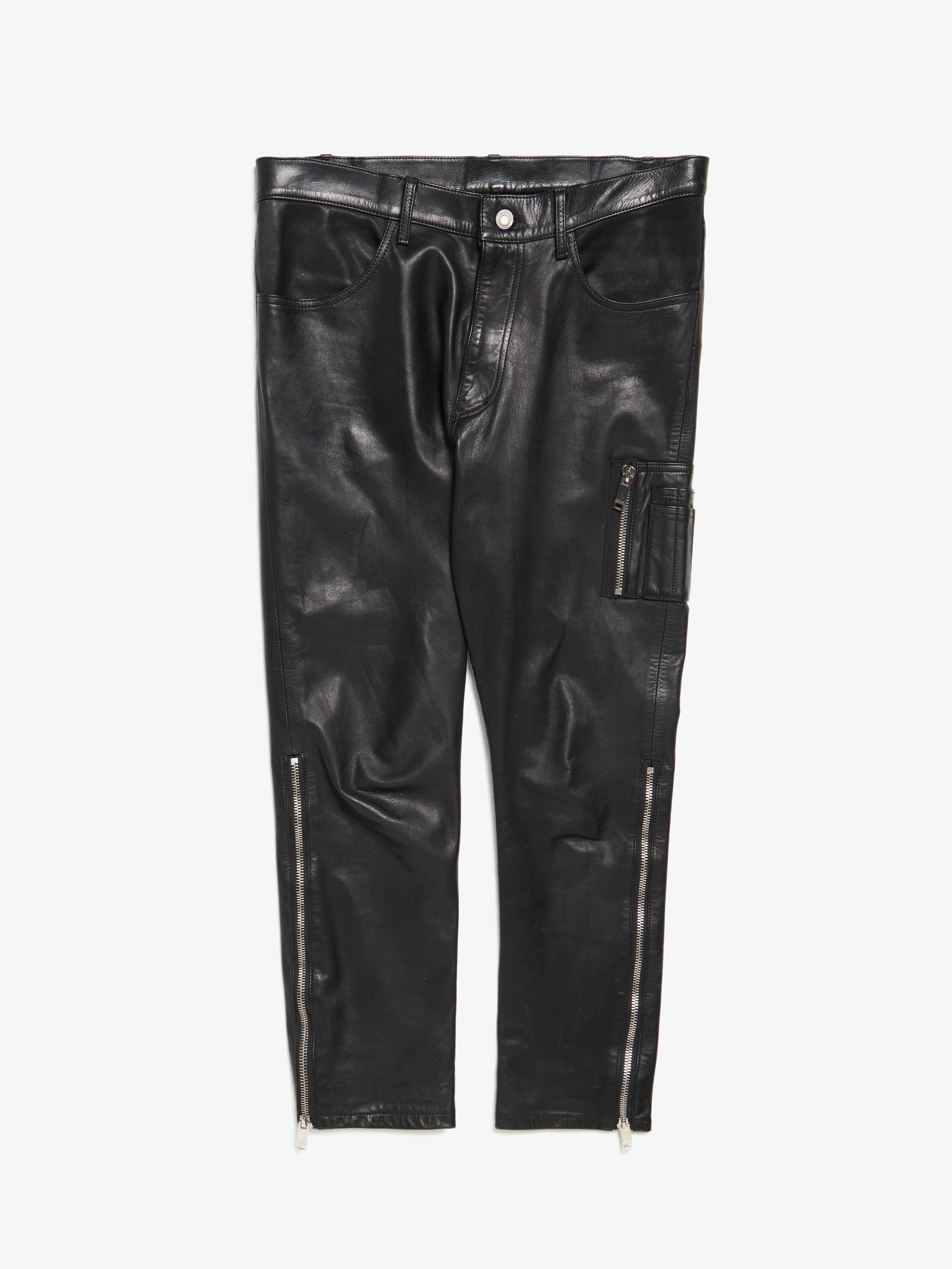 Christian Dada M Zip Details Leather Pants - Black | Garmentory