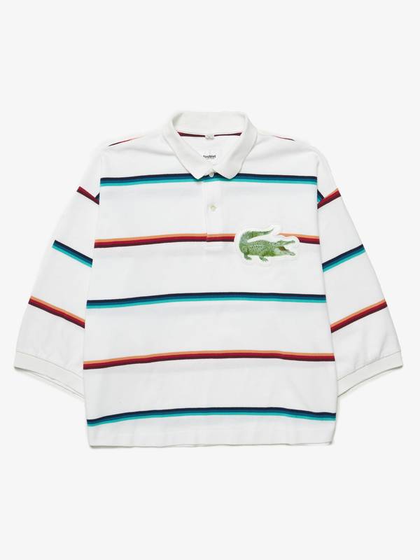 シャツ 3D Patch Oversized Polo Shirt  doublet Doublet M Lines Printed Crocodile 3D Patch Oversized Cropped Polo